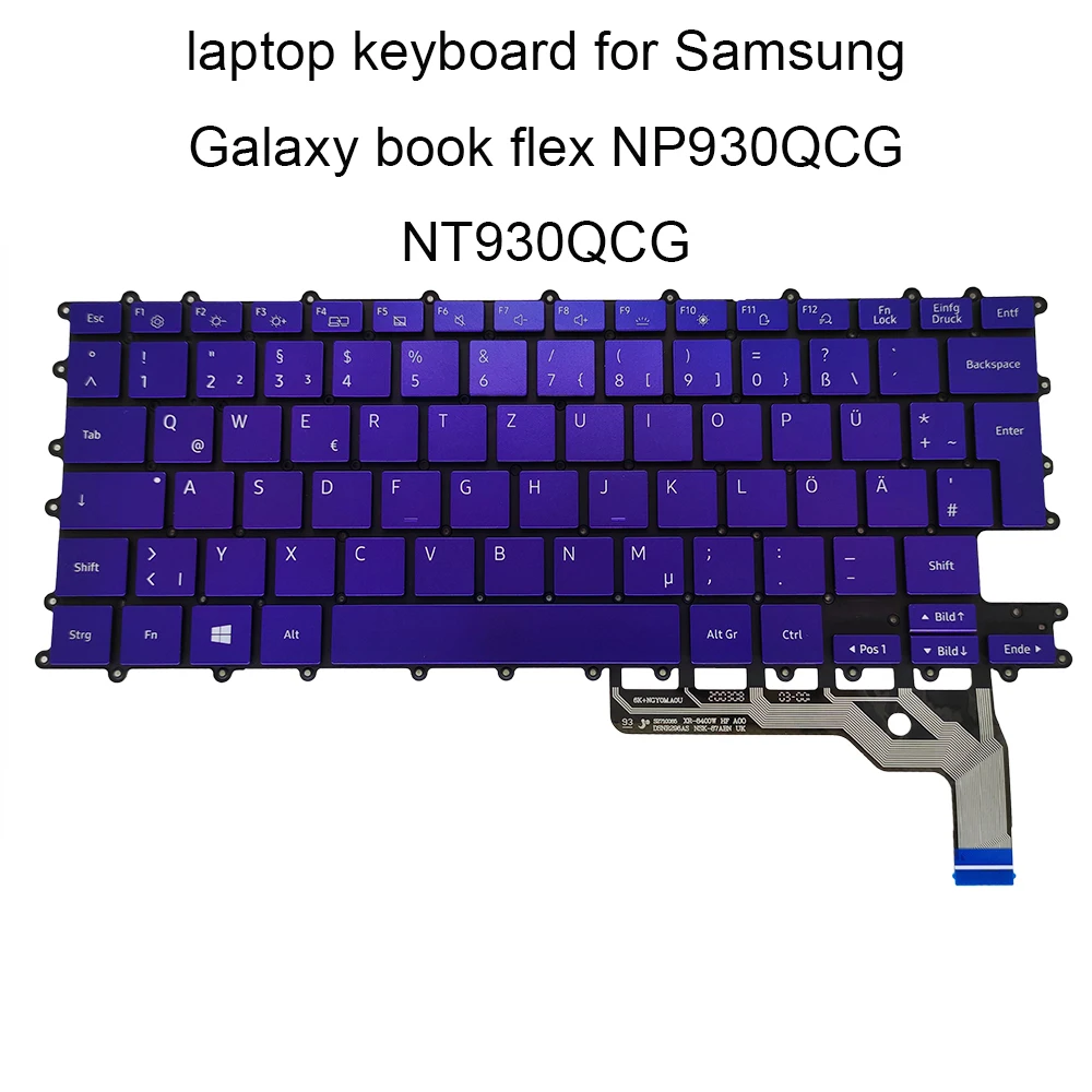 Клавиатура с подсветкой для Samsung Galaxy Book Flex NP930QCG K02CN NT930QCG GR GE немецкие синие