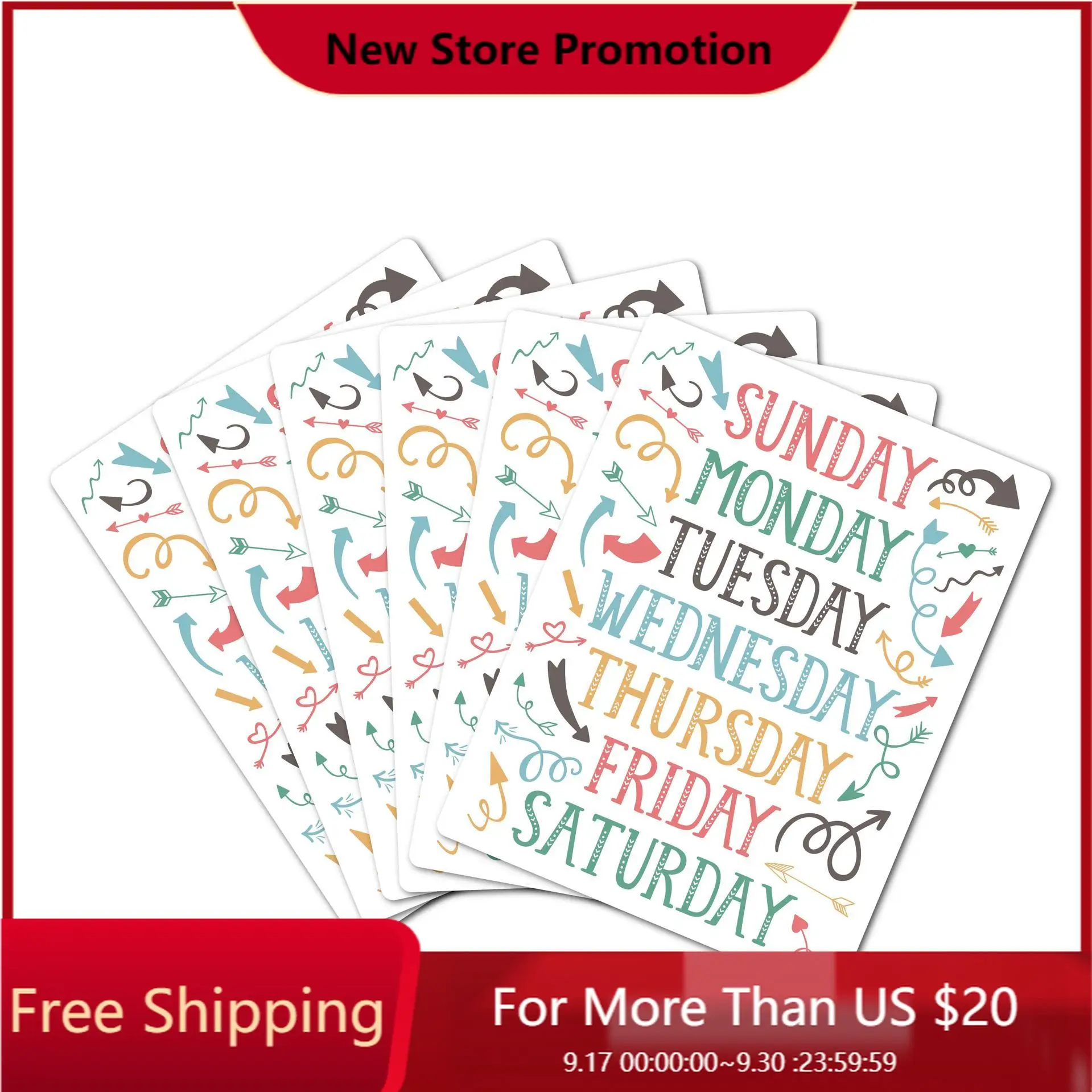 

Наклейка с серией недель и серия даты, материал, креативный блокнот, этикетка на английском языке, листы наклеек, канцелярские принадлежнос...