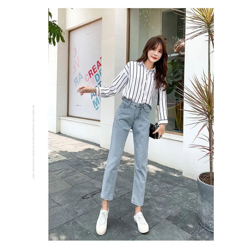 JUJULAND Fashion Jeans Woman High Waist Boyfriend For Women Plus Size Blue Denim Mom Pants Trousers 8810 | Женская одежда