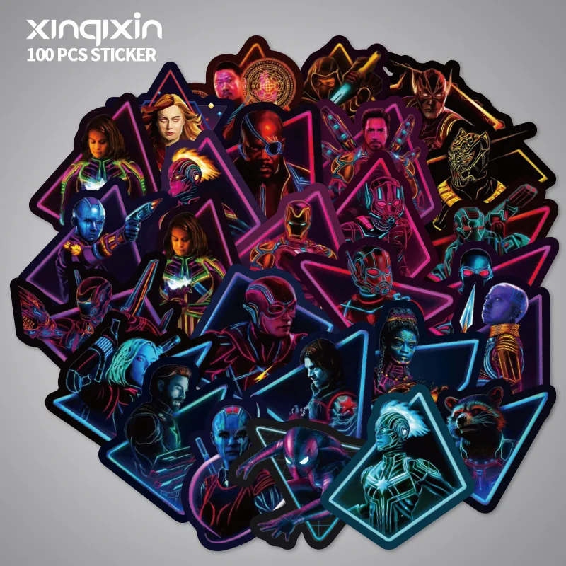 100PCS light Marvel The Avengers Superhero Stickers Decal For Luggage Car Fridge Laptop guitar Iron spider super man Sticker | Рукоделие и