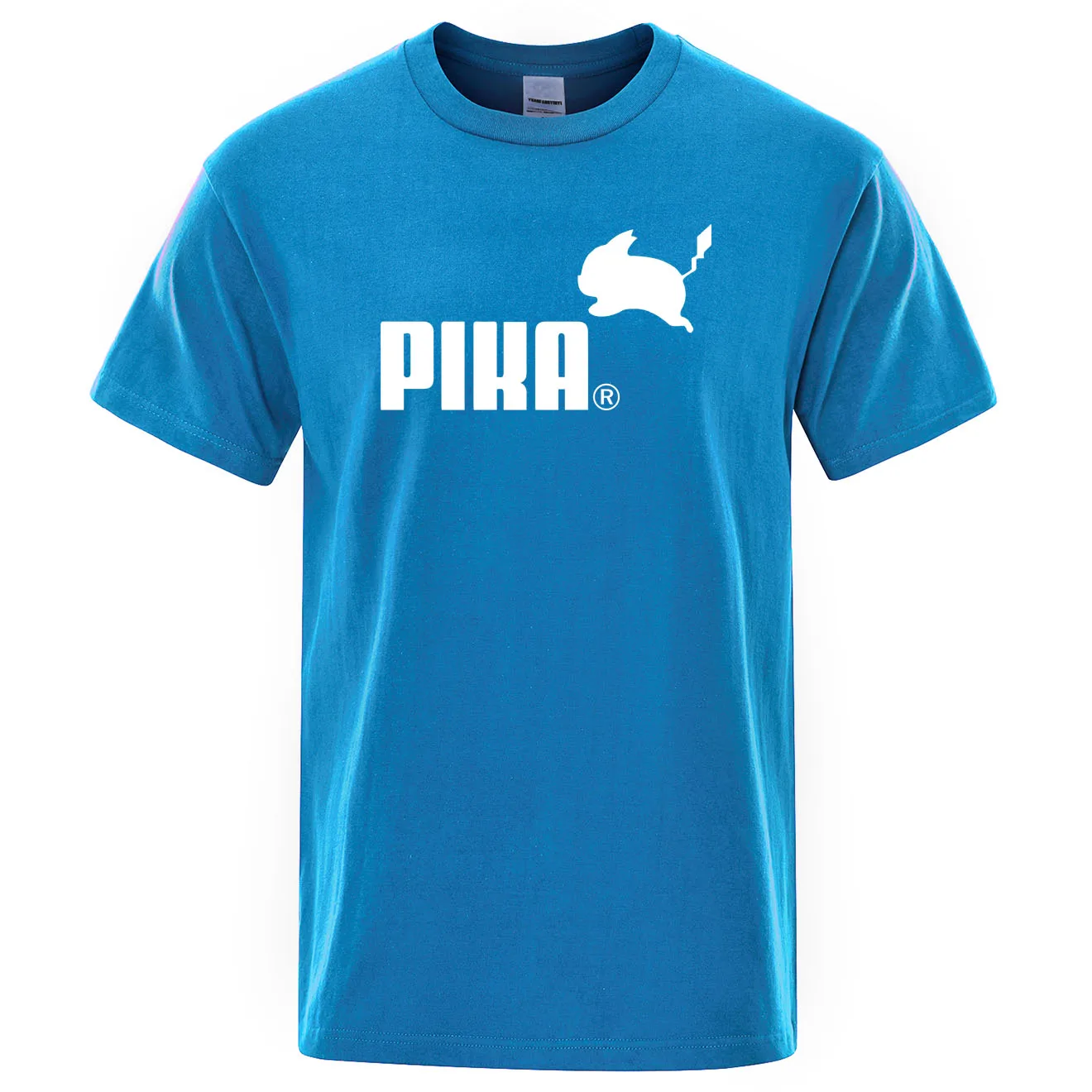 Летняя новая футболка Pika, мужские футболки с японским Аниме Покемон, футболки с Пикачу для мальчиков, хлопковая футболка с коротким рукавом, мужские повседневные футболки, топы - Цвет: light blue 5