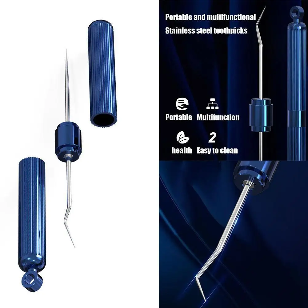 

1pcs Steel Double-headed Toothpick Tooth Hook Portable Examine Dental Tooth Cleaning Teeth Care Tool E4K6