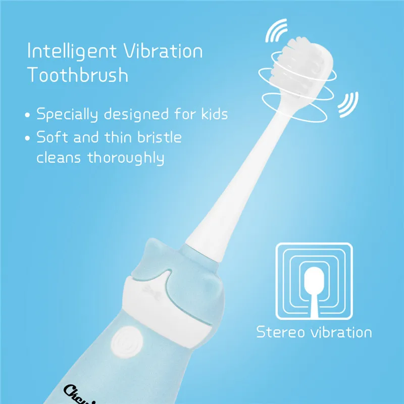 Стерео 3D Вибрация мультяшная электрическая зубная щетка Детская для глубокого