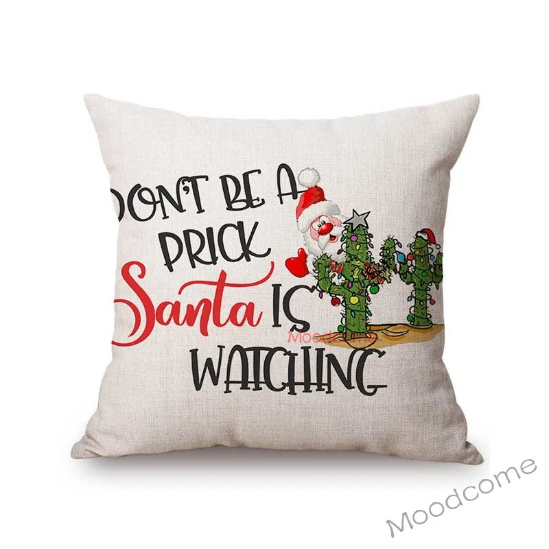 Funny Humorous Letter Print Christmas Decoration Cute Cartoon Santa Claus Sofa Throw Pillow Case Xmas Mockery Art Cushion Cover |