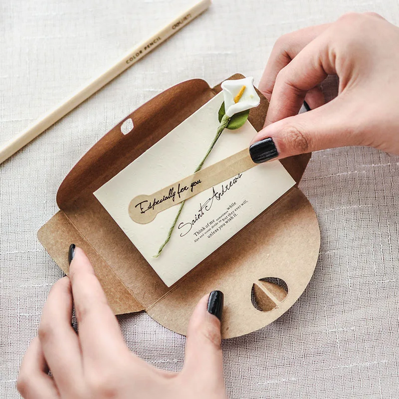 

Vintage Dry Flower Mini Postcard Thank You Greeting Cards Letter Pads Business Cards Envelope Message Card Sticker Letter Pad