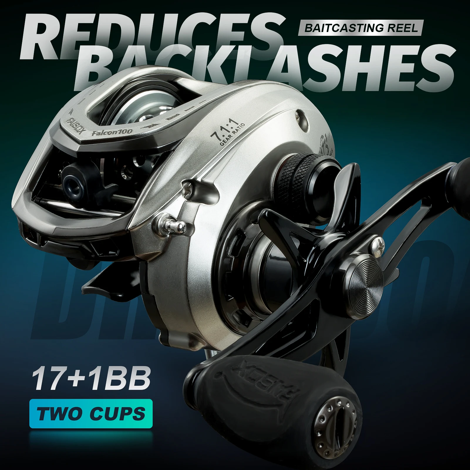 

FAISOX Fishing 17BB+1 Reel Double Spool Cup 24-Speed Magnetic Brake