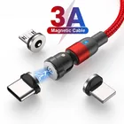 Магнитное зарядное устройство 3A для Xiaomi 10, 11 pro, магнитный USB-кабель для Redmi K30, K40, USB C, магнитный кабель для Redmi Note 10, 9 Pro, кабель