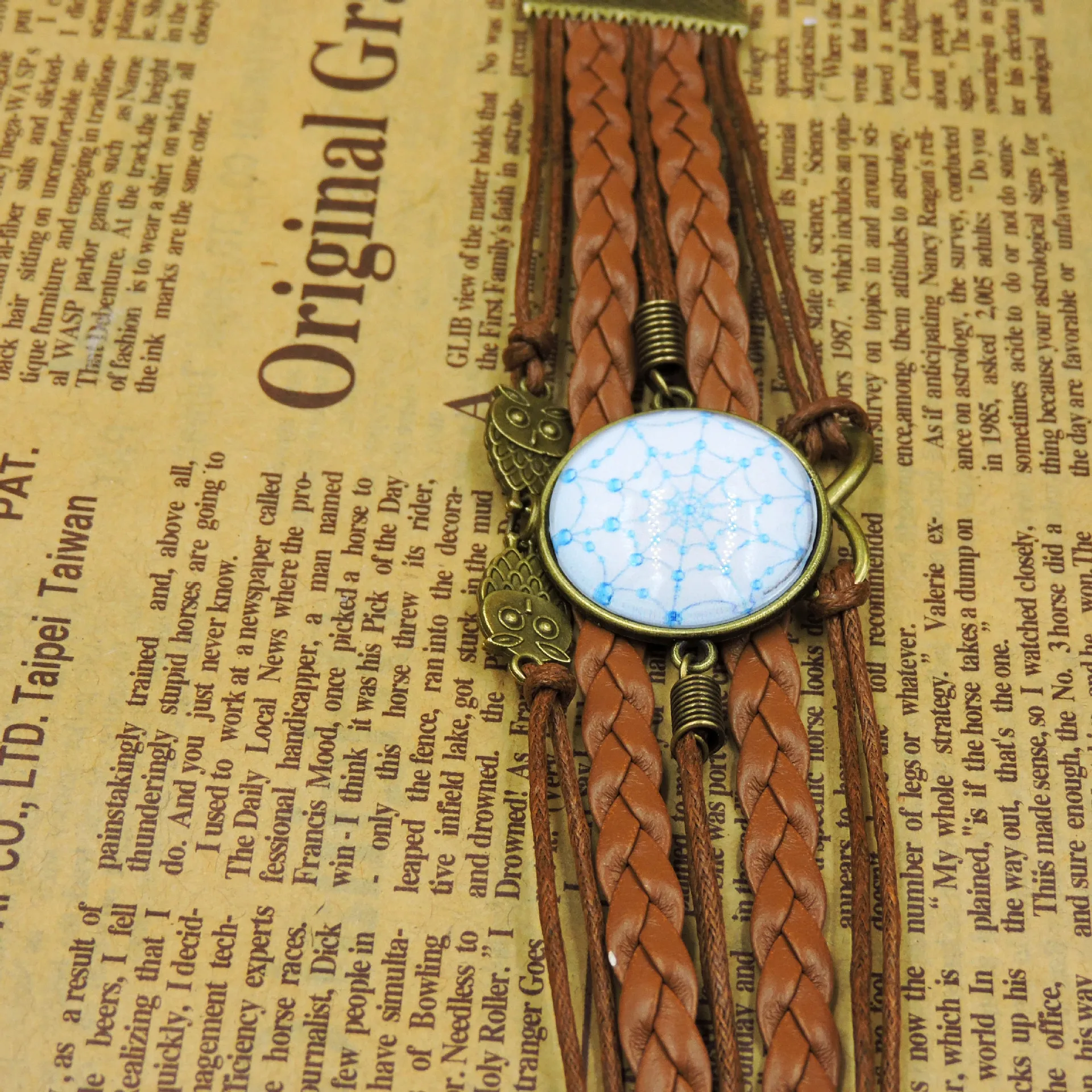 

2021 new product ladies bracelet high-end jewelry time gem 25mm high-end leather multi-layer hand-woven bracelet