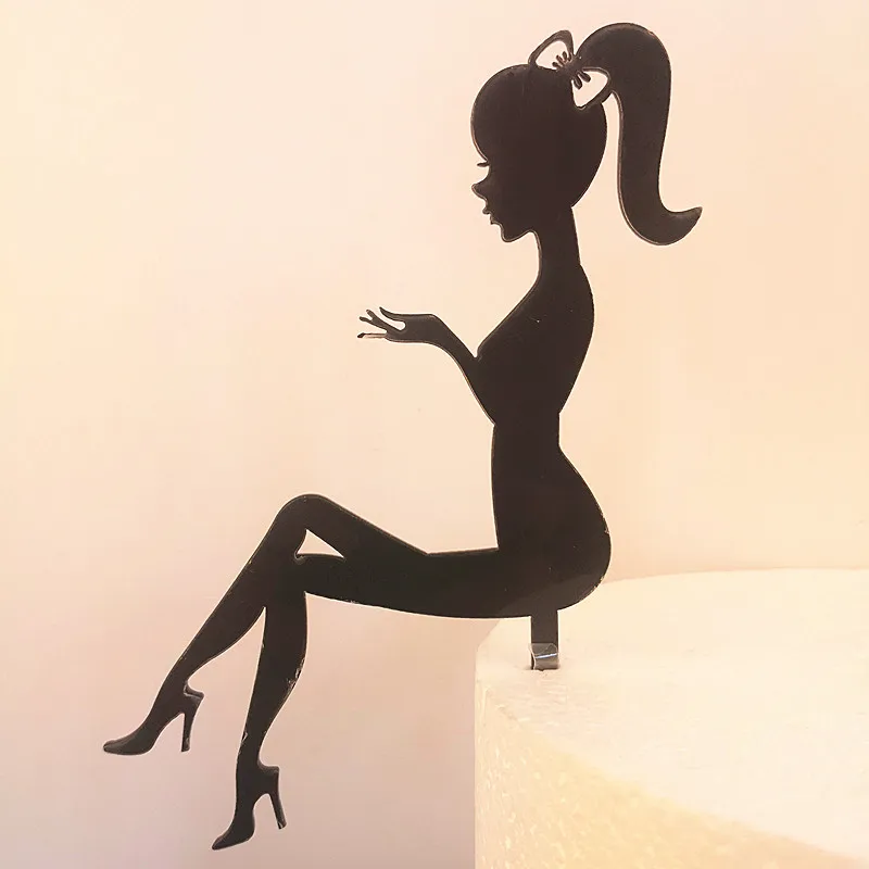 

New High Heels Lady Happy Birthday Acrylic Cake Topper Wedding Girls Cake Toppers For 18 Birthday Party Cake Decorations