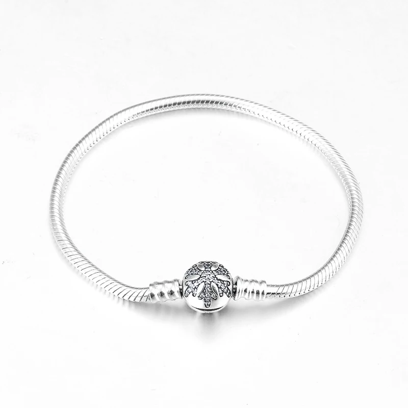 

New 100% real 925 Sterling Silver for womens gift Charm snowflake snake bone chain Bracelets fashion jewelry