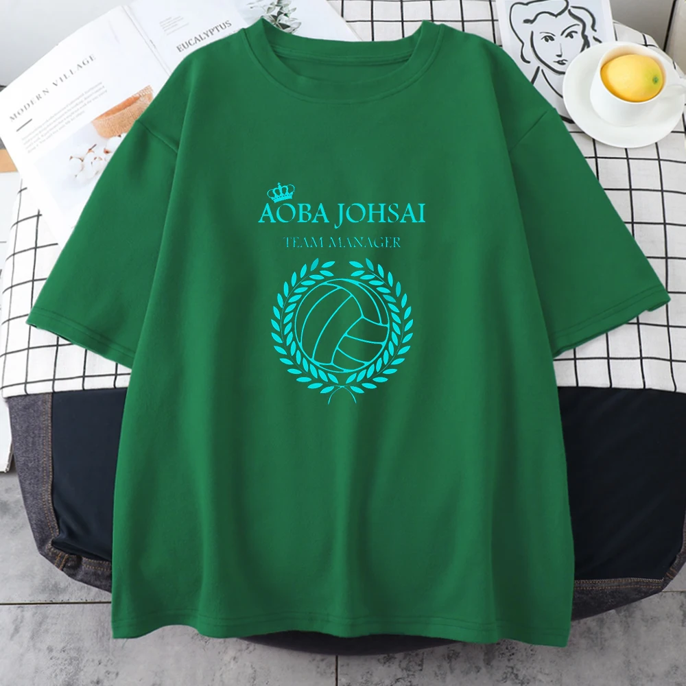 Футболка Haikyuu женская с волейбольным принтом свободная рубашка круглым вырезом в