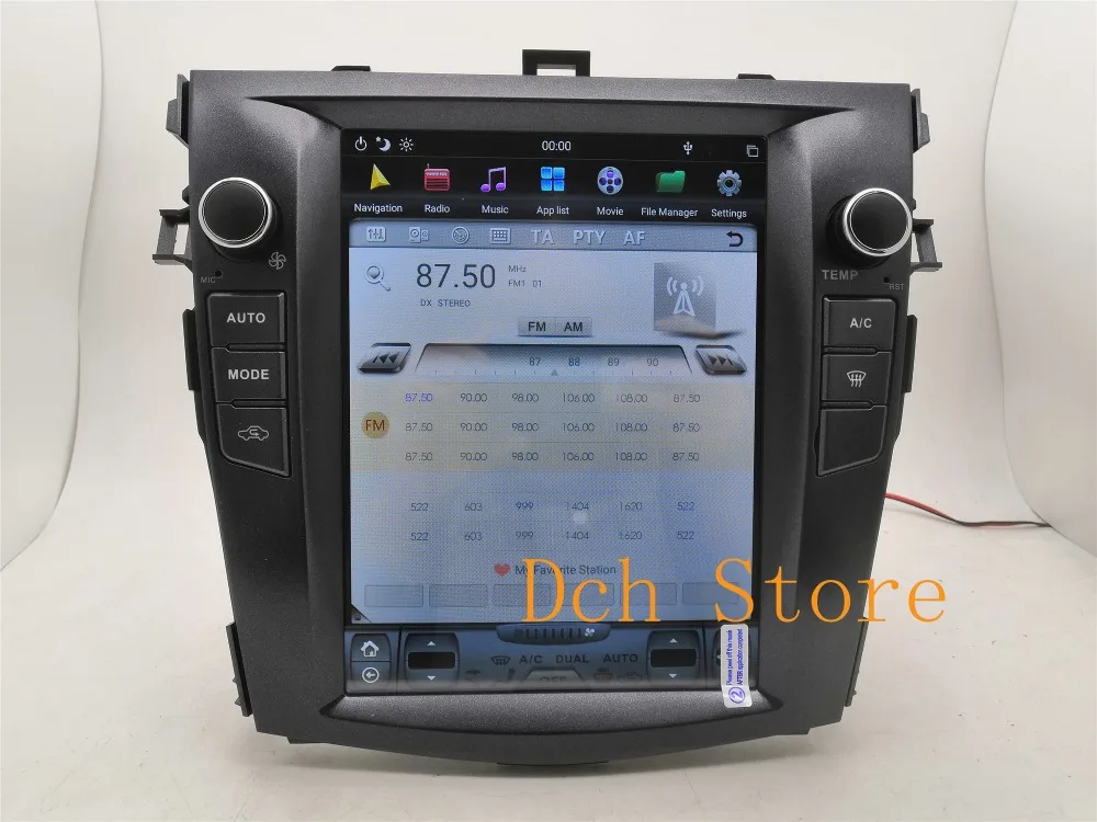 10,4 дюймов Tesla стиль Android 8,1 автомобильный dvd-плеер gps для Toyota Corolla 2006-2013 4G ram навигация для авто AC ips PX6 CARPLAY