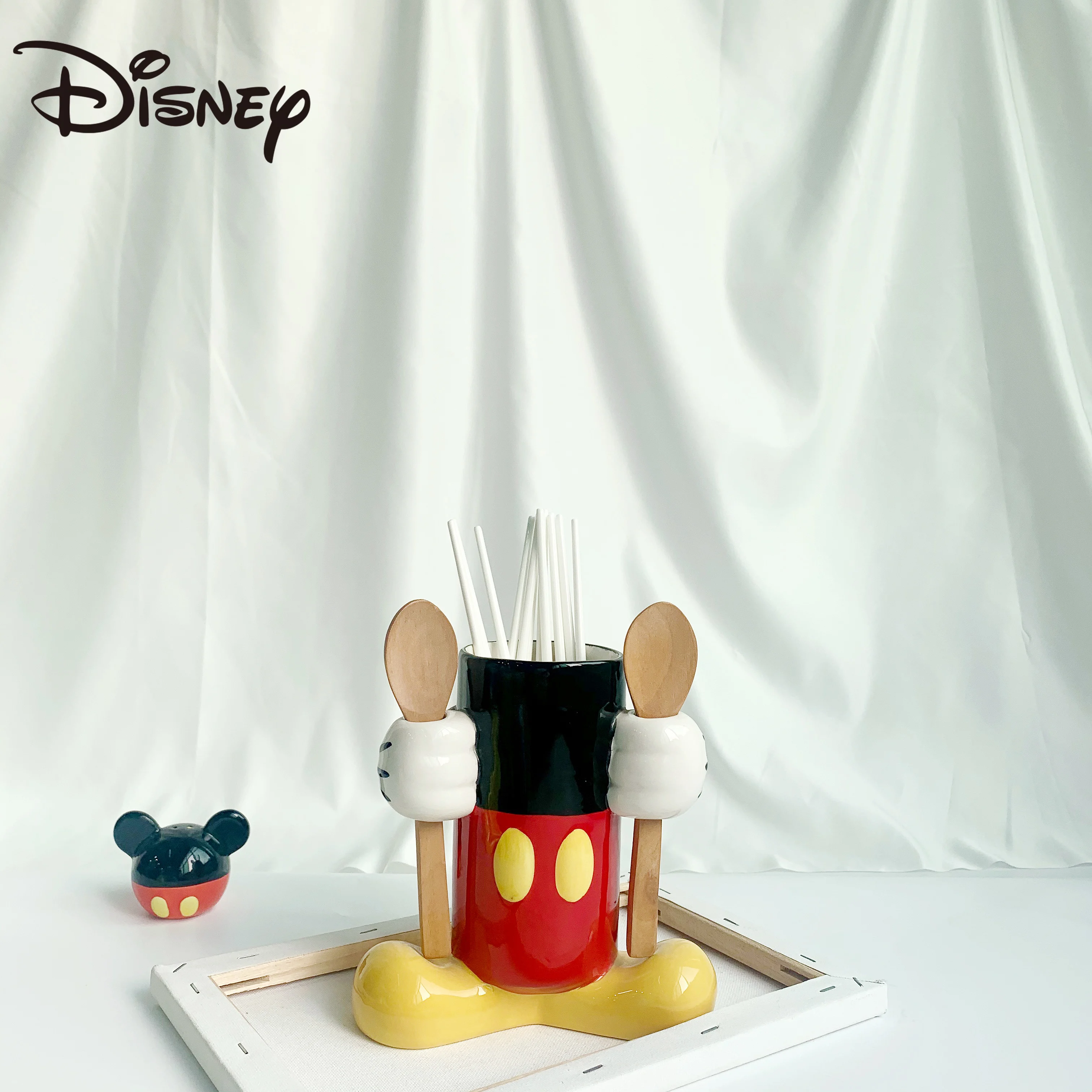 

Disney Mickey Pen Holder Ceramic Vase Cartoon Cute Kitchen Chopstick Holder Children Pen Holder Multifunctional Storage Tank