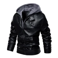 mens leather jacket casual motorcycle removable hooded pu leather jacket 2021 new male zipper pu coat warm outerwear clothing