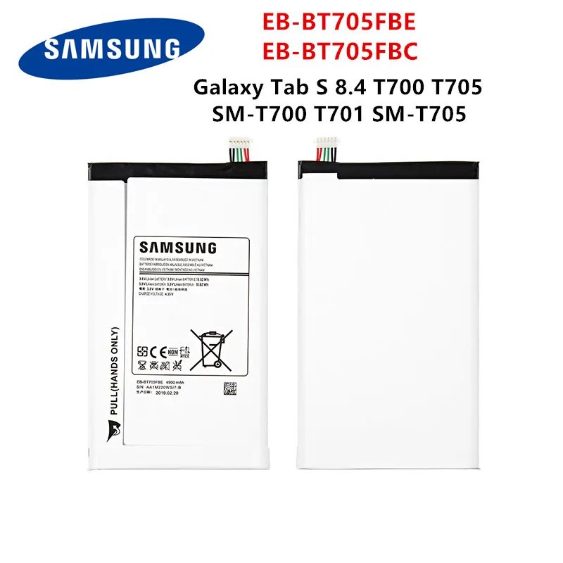 SAMSUNG Оригинальный планшет EB-BT705FBE EB-BT705FBC 4900 мА/ч батарея для Samsung Galaxy Tab S 8 4 T700 T705 SM-T700
