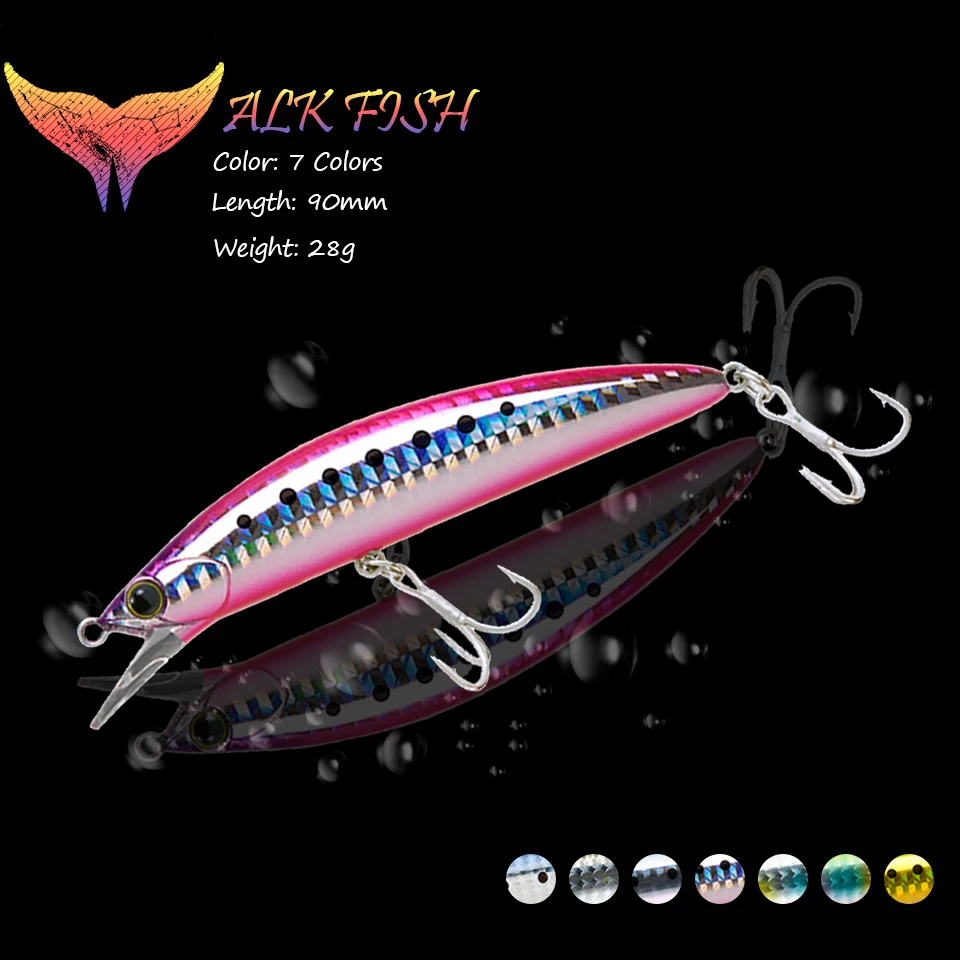 

WALK FISH 90mm/28g Minnow Fishing Lure Sinking Artificial Bait Treble Hook Saltwater 3D Eyes Hard Bait Pike Bass Fishing Tackle