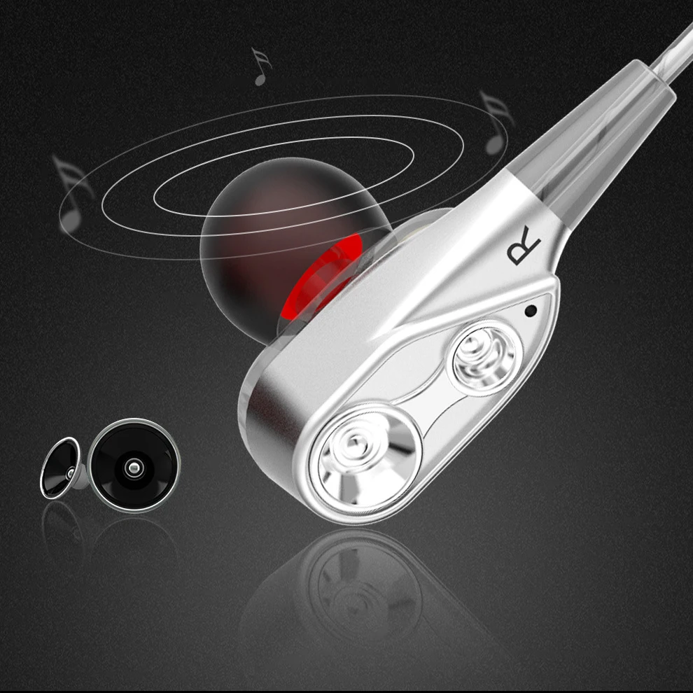 Dual Drive Stereo Wired earphone In-Ear Sport Headset With Mic Computer mini Earbuds Earphones For iPhone Samsung Huawei Xiaomi |