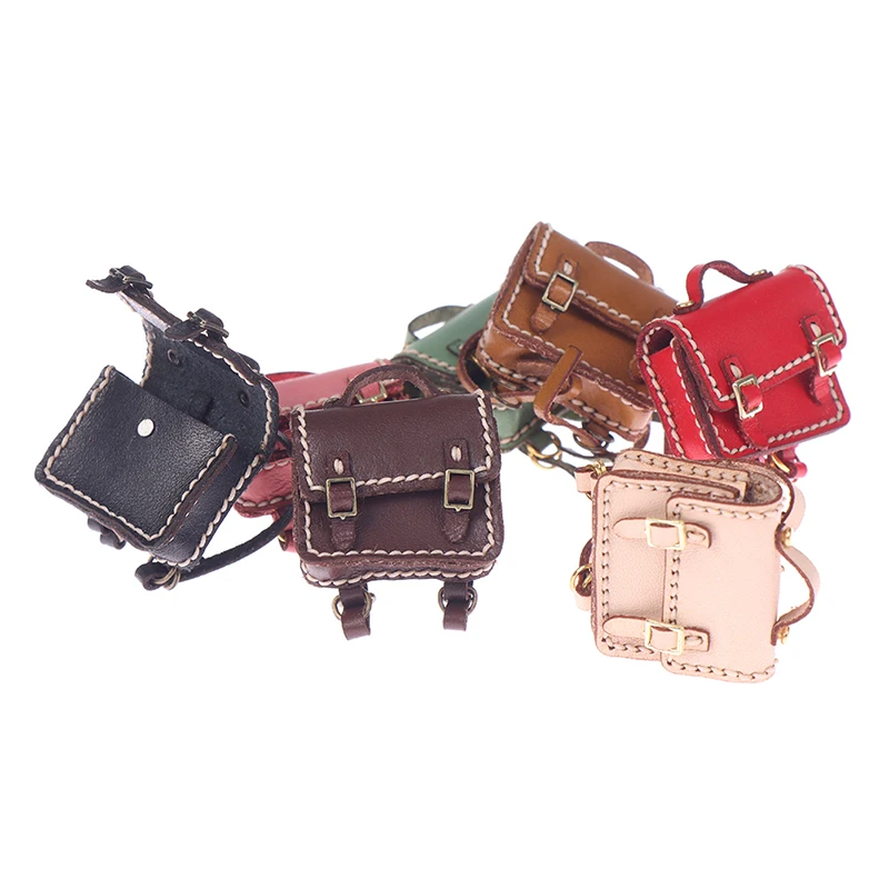 

1PC Fashion 1:12 Dollhouse Miniature PU Leather Backpack Bag Doll Decor Accessories Mini Bags Toys