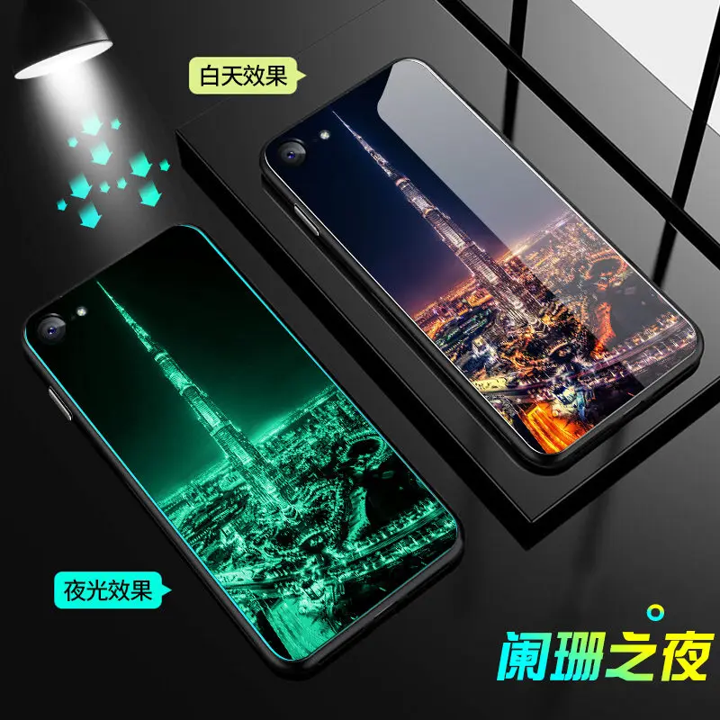 Светящийся чехол для телефона из закаленного стекла чехол для iPhone 5 5S SE 6 6S 7 8 Plus X XR XS Max, чехол, светящаяся задняя крышка, чехол для сотового телефона - Цвет: A5