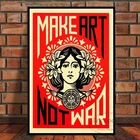 Картина на холсте и принты Make Art Not War Obey, винтажные настенные постеры Shepard Fairey для гостиной, спальни, украшение для дома