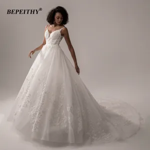 BEPEITHY кружевное свадебное платье на тонких бретелях для невесты 2021 бальное платье без рукавов цвета слоновой кости индийское свадебное платье новое