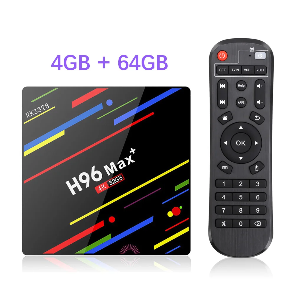 4G 64G ТВ приставка H96 MAX PLUS Android 9,0 4G 64GB Rockchip RK3328 поддержка 1080p 4K Google Play Store Netflix Youtube 16GB 32GB Smart tv bo - Цвет: 4G 64G