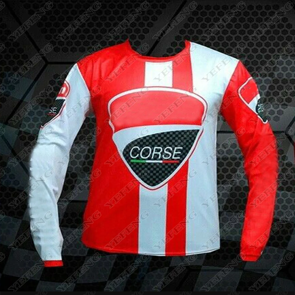 

For Ducati 2021 Red Jersey Men's T-shirt For Ducati Moto Motorcycle Racing Team Mountain Bicycle Motocross Summer Long sleeve