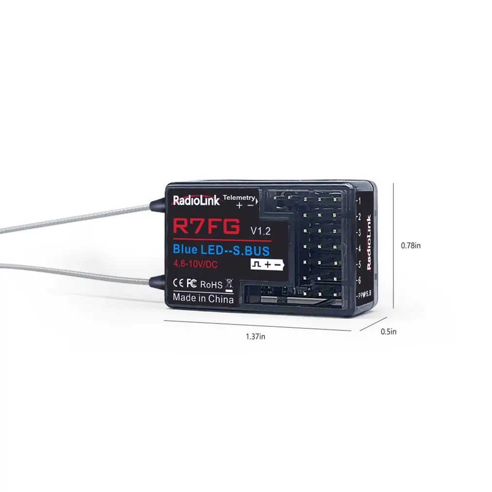 

R7FG 7CH 2.4G Gyro and Two-Way Transmission Telemetry Long Range FPV Car and Boat Receiver for RC6GS RC4GS T8S T8FB
