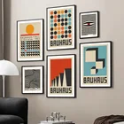 Абстрактные Геометрические линии Bauhaus, полосы, скандинавские стены, искусство, холст, живопись, Постер и принты, картинки для гостиной, декор интерьера