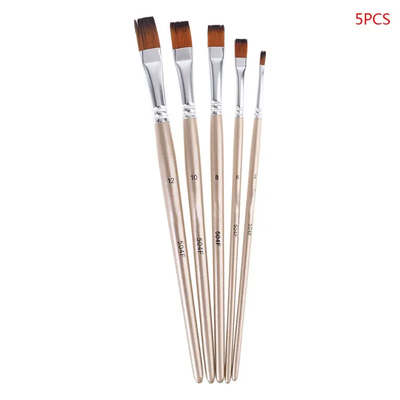 

5pcs Paint Brush Set Nylon Hair Professional Artist Watercolor Acrylic Art Painting Brushes Wooden Handle