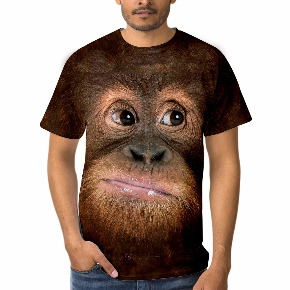 

3d Printed T-Shirt Men'S Funny Short Sleeve T Shirts Casual Anime Graphic Orangutan Monkey Men Tops Tee Shirt Summer Streetwear