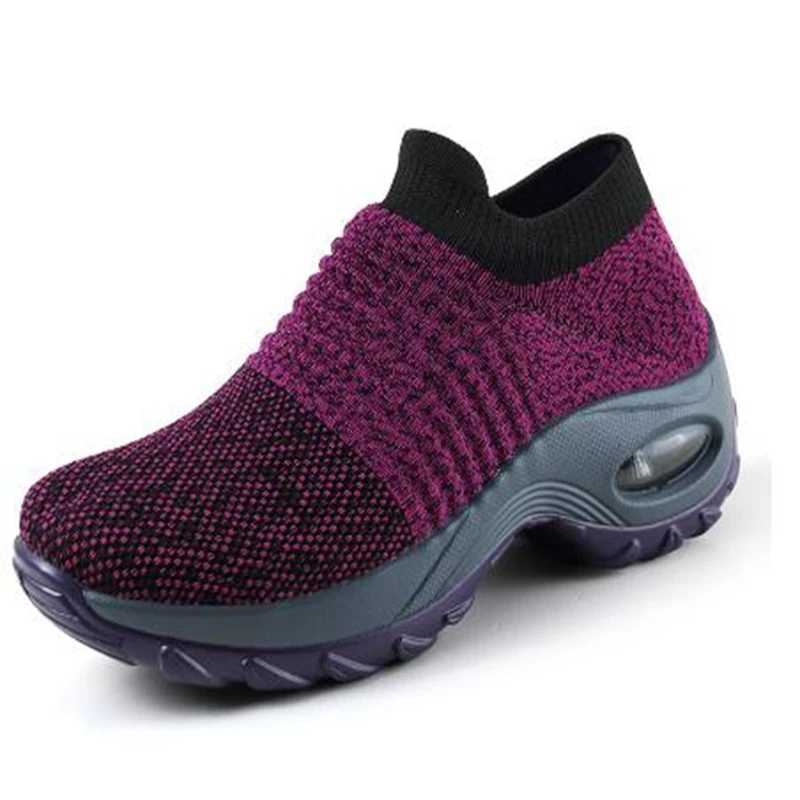 

Top size women's shoes air cushion fly woven socks shoes sneakers set foot shoes