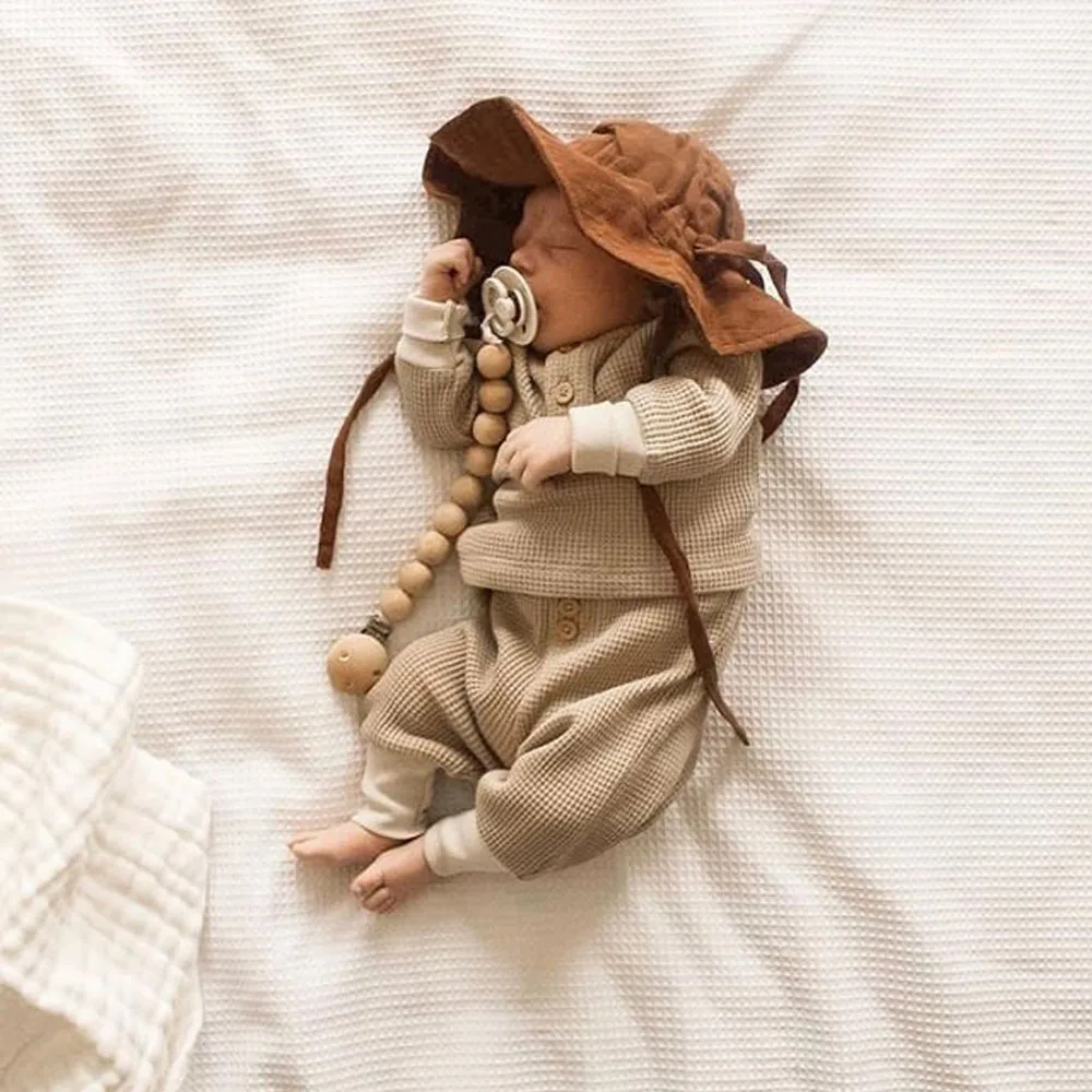 Комплект из двух предметов для новорожденных девочек и мальчиков топ с длинным