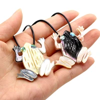 new natural shell animal pendant necklace cute frog shell pendant necklace for making diy jewerly party gift 35x40mm