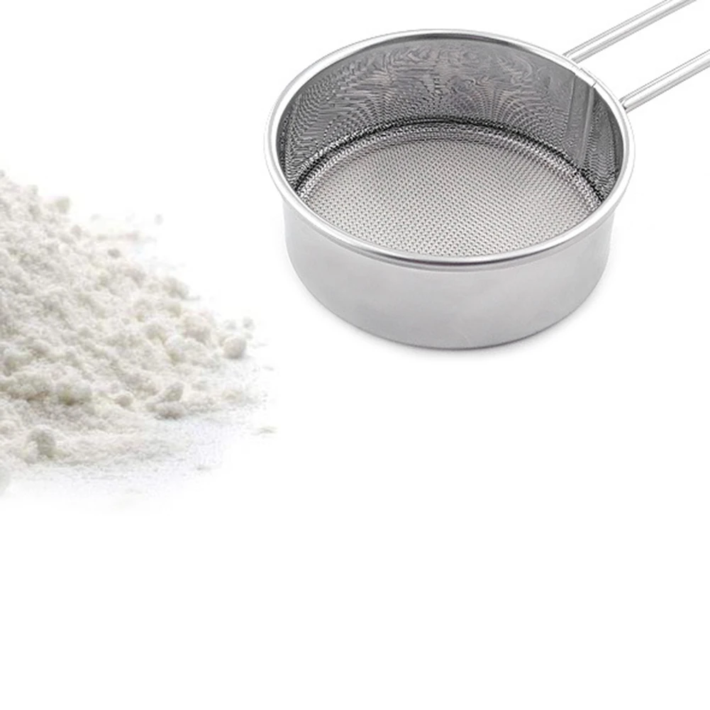 Stainless Steel Flour Sieve Powder Mesh Hand-Held Screen Filter Sugar Baking Sifter W/ Handle | Дом и сад
