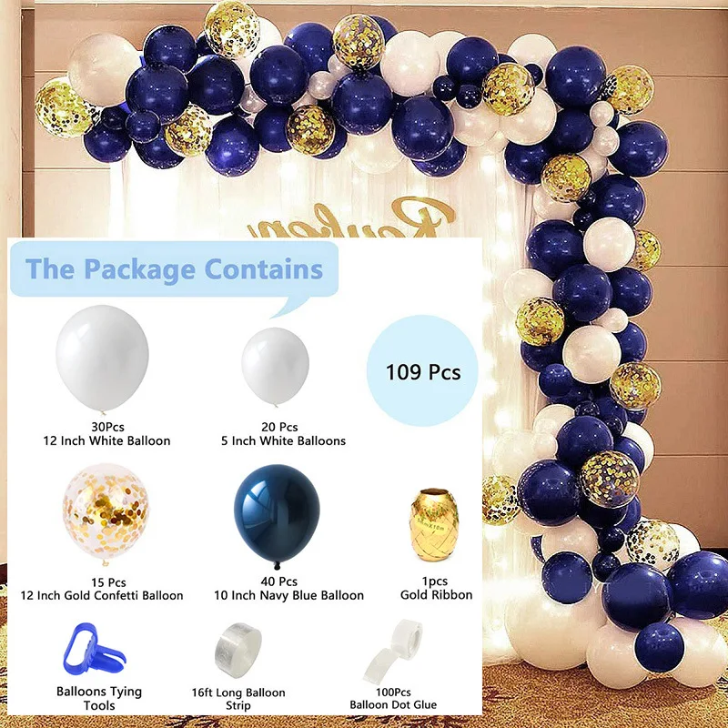 

109PCS/Balloon Chain Combination Package Dark Blue Series S Navy Blue Night Blue Balloon Set Birthday Party Decoration Wedding