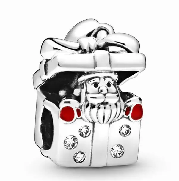 

Genuine 925 Sterling Silver Charm Christmas Santa In A Giftbox Charm Beads Fit Women Pan Bracelet & Necklace Jewelry