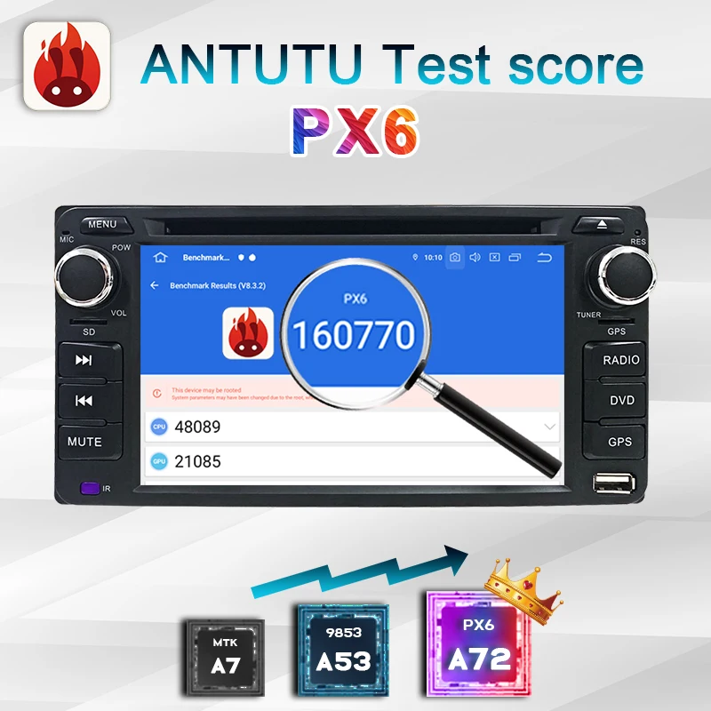 PX6 магнитола 2 din android 10 с экраном автомагнитола для Toyota Corolla RAV 4 Camry Land Cruiser Vios Terios