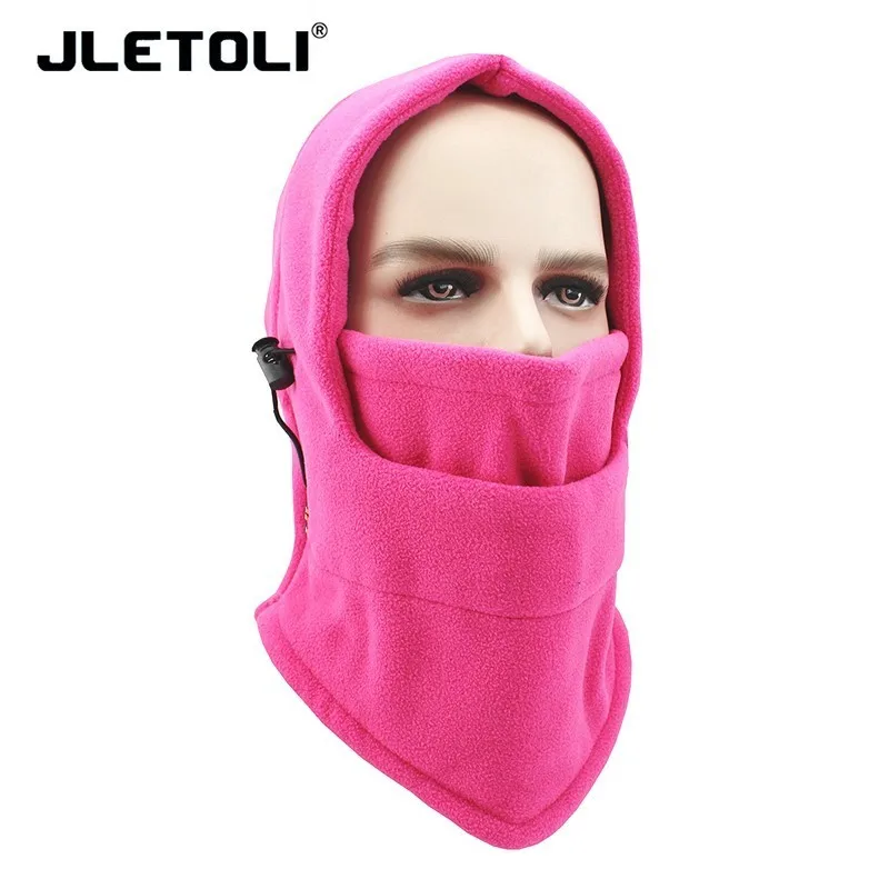 rose red JLETOLI Открытый Осень Зима ветрозащитный флис теплый Facemask лыжный головной убор с капюшоном шапка Велоспорт езда обучение маска - Цвет: rose red