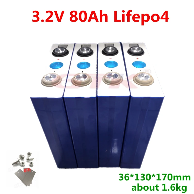 GTK 3,2 В 80ah lifepo4 батарея 3,2 В lifepo4 литиевая 80Ah батарея большой емкости для ev пакет diy солнечные огни мотор электрический велосипед