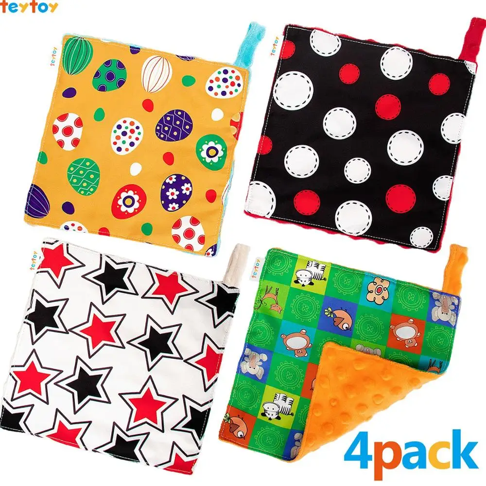 

TETTOY My First Sensory Toy, 4 Pack Soft Touchable Textures Baby Crinkle Toys for Toddler, Infants and Kids Perfect for Shower
