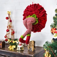 christmas elf legs green red fur strange plush leg doll pendant xmas tree table door window hanging ornament home decor