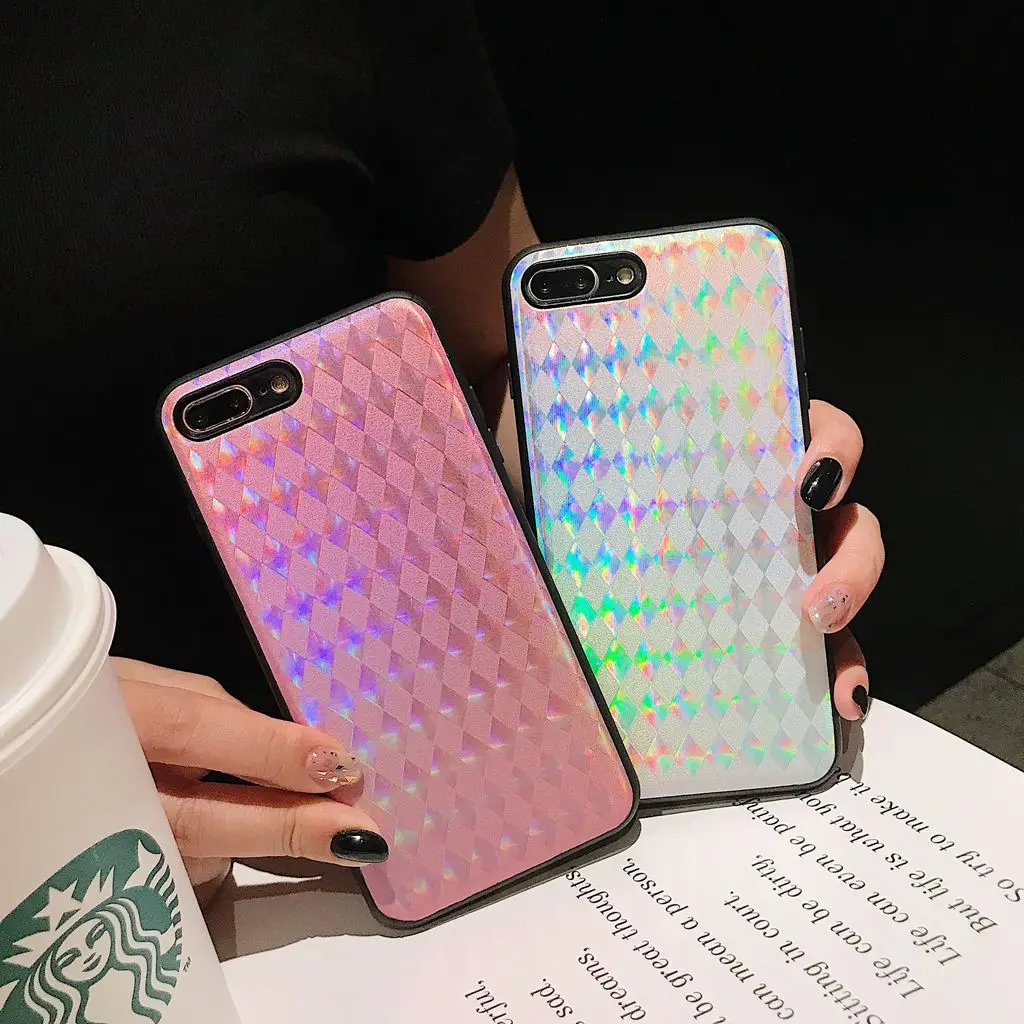 

Gradient Glitter Case for iPhone 11 Pro Max XS XR X 6 6S 7 8 Plus Diamond Lattice Hard PC Skin Shell Phone Protective Back Cover