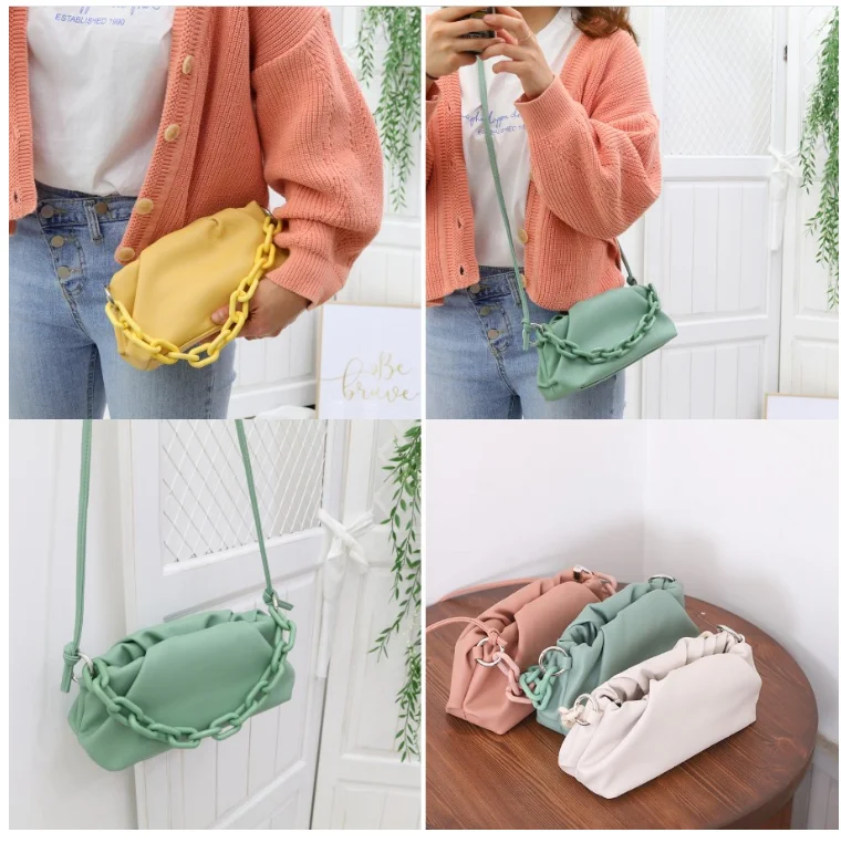 

Fashion women bag hobos zipper girl messenger shoulder bag cross body candy color cloud sweet female bag y25698