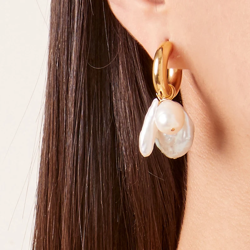 Женские серьги ручной работы из нержавеющей стали с натуральным жемчугом