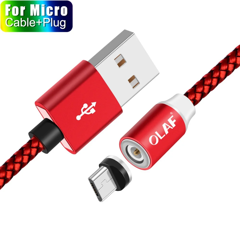 Black Micro Cable Магнитный кабель Олаф для iPhone XS Max XR, магнитное зарядное устройство, быстрая зарядка, кабель Micro usb type C, магнитное зарядное устройство, зарядный провод usb - Color: Black Micro Cable