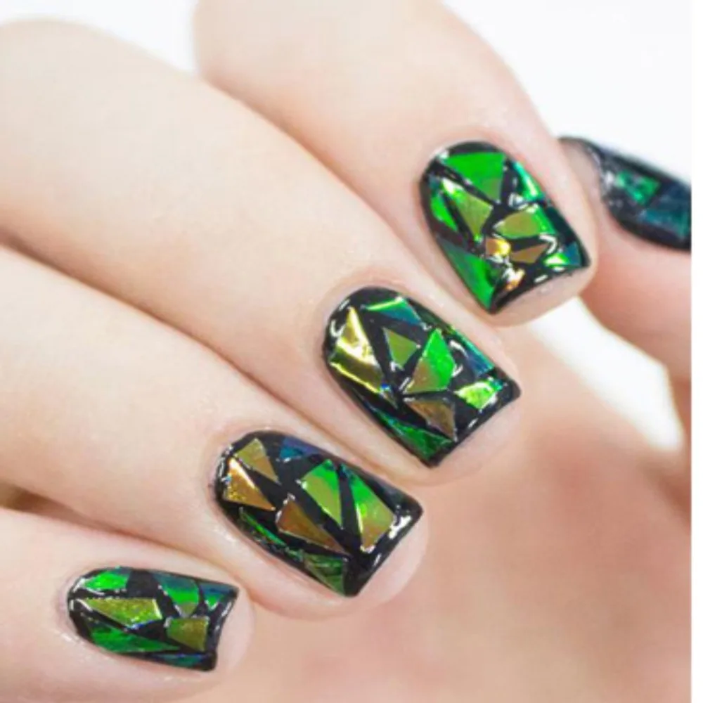 10 шт./лот сделай сам ногтей сломанная стеклянная фольга трафарет на палец