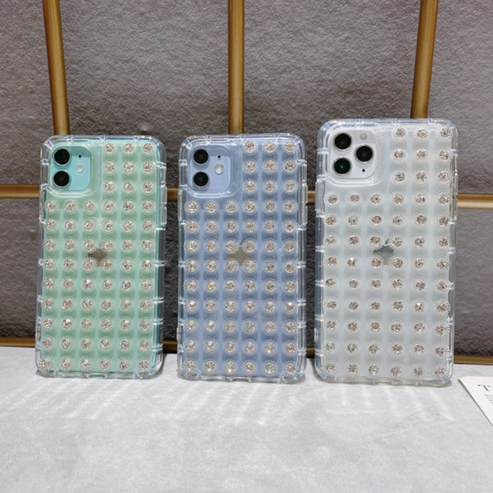 

3D Diamond Clear Crystal Bling Glitter Cover For iPhone 5.4 inch 6.7inch 11 Pro Max 6 6S 7 8 Plus X XR XS MAX Luxury Phone Case