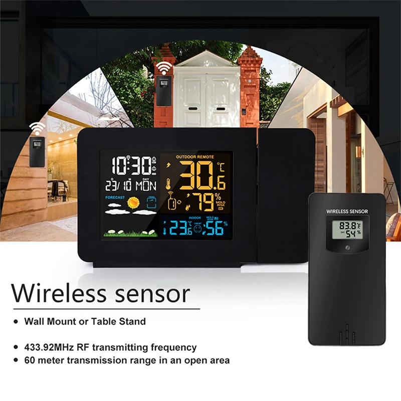 Проекция будильника Погодная станция функция повтора цветная подсветка