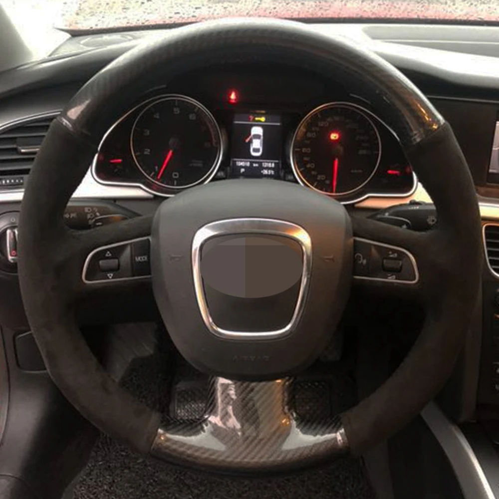 Чехол на руль из углеродного волокна для Audi A3 8P Sportback A4 B8 Avant A5 8T A6 C6 A8 D3 Q5 8R Q7 4L S3 S4 S5
